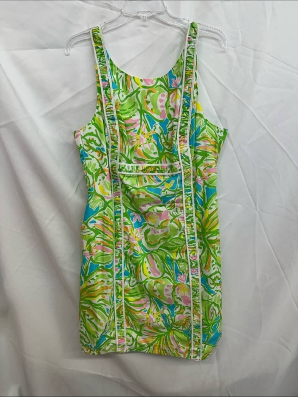 Lilly Pulitzer Green Floral Tank Mini Dress with Pink & Blue Accents